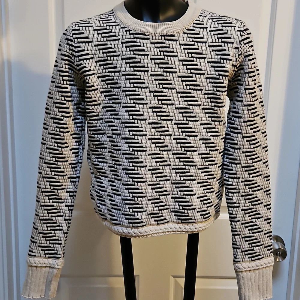 TORY BURCH Geometric Pattern Crew Neck Sweater - XS